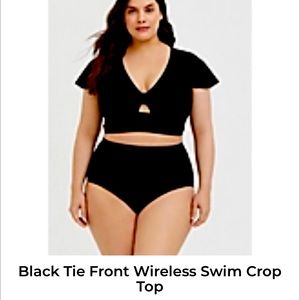 BLACK TIE FRONT Bikini SWIM CROP TOP Torrid sz 3